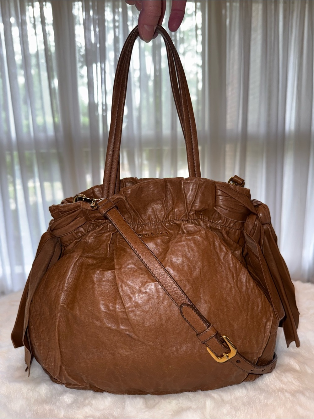 Prada Nappa Leather Antique Bow Bag